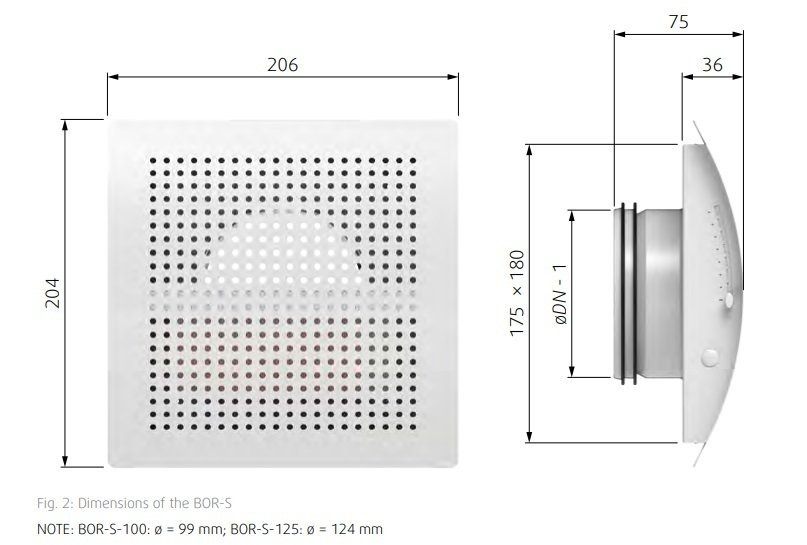 Приточный диффузор SystemAir BOR-S-100-SW для настенного и потолочного монтажа d 100мм